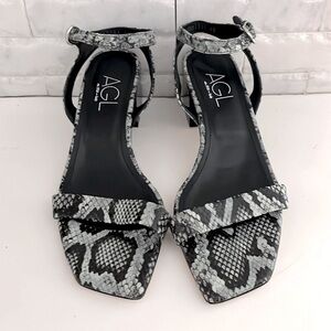 AGL Angie Ankle Strappy Sandal Heel In Menthe-nero Sz 40, 9.5